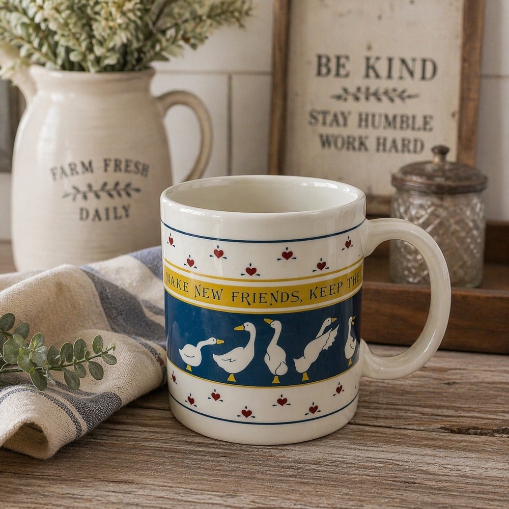 Vintage 80s Goose Coffee Mug Geese Duck Country Cottagecore Farmhouse Friend